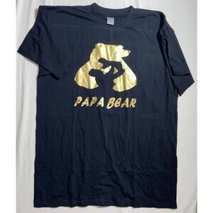 Men’s Black Short Sleeve Tee Shirt W/ Papa Bear Graphic 3X 3XL Tanu Harlem